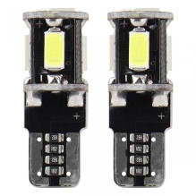 LED CANBUS lemputės 5SMD 5730 T10 W5W baltos AMIO-01628