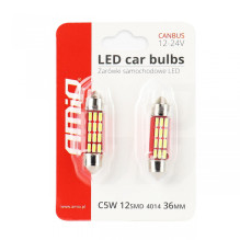 CANBUS LED lemputės 4014 12SMD Festoon C5W C10W C3W 36mm baltos 12V 24V AMIO-01632