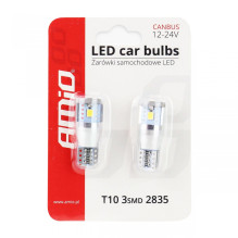 LED Bulbs CANBUS 3SMD 2835 T10e W5W ALU White 12V 24V AMIO-01637