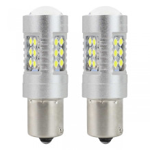 LED lemputės CANBUS 3030 24SMD BA15S P21W baltos 12V 24V AMIO-01445