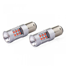 LED lemputės CANBUS 3030 24SMD 1157 BAY15D PR21 / 5W raudonos 12V 24V AMIO-02579