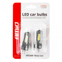 LED Bulbs CANBUS 3030 18SMD HP24W White 12V 24V AMIO-02803