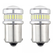 LED lemputės CANBUS 3014 24SMD + 3030 6SMD BA15S P21W R10W R5W baltos 12V 24V AMIO-02448