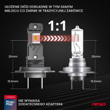 LED automobilių lemputės HYBRID serijos H7 H18 6000K Canbus 60W AMIO-04115