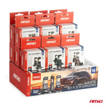 LED automobilių lemputės HYBRID serijos H1 H3 H4 H7 HB3 HB4 6000K Canbus 16 komplektų AMIO-04120