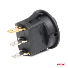 Switch, round button, 12V 20A, ON OFF, green backlight, AMIO-03964