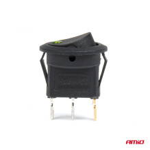 Jungiklis, apvalus mygtukas, 12V 20A, ĮJUNGTA/IŠJUNGTA, žalias foninis apšvietimas, AMIO-03964