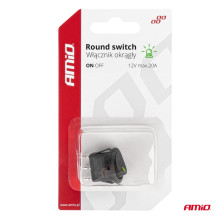 Switch, round button, 12V 20A, ON OFF, green backlight, AMIO-03964