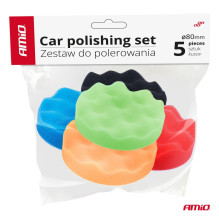 Polishing sponge set, 5-piece Velcro polishing sponge set, 80 mm AMIO-03707