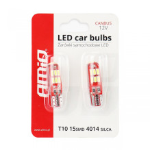 LED Bulbs CANBUS 15SMD 4014 T10e W5W SILCA White 12V AMIO-01443