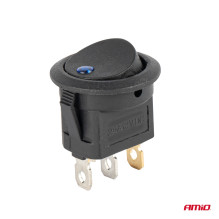 Switch, round button, 12V 20A, ON OFF, blue backlight, AMIO-03963