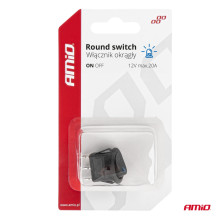 Switch, round button, 12V 20A, ON OFF, blue backlight, AMIO-03963