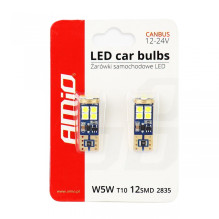 LED CANBUS Bulbs 12SMD 2835 T10e W5W White 12V 24V AMIO-01636
