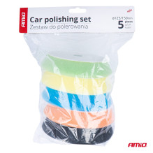Polishing sponge set, 5 pcs., 125 mm / 150 mm, AMIO-03709