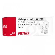 Halogeninės lemputės W16W T15 16W W2.1x9.5d 12V 10 vnt. (E4) AMIO-02549