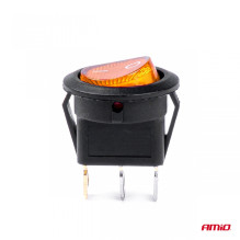 Włącznik przełącznik okrągły z żółtym podświetleniem AMIO-03085