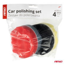 Polishing set with Velcro polishing sponges, 4 pcs., 125 mm AMIO-03710