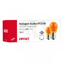 Halogeninės lemputės PY21W BA15s 24V 21W AMBER 10 vnt. (E8) AMIO-01005
