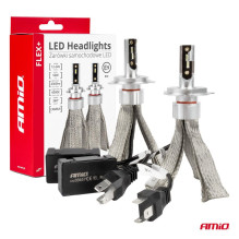 LED automobilių lemputės FLEX+ serijos H4 / H19 6000K 12V 24V Canbus AMIO-03657