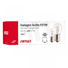 Halogeninės lemputės P21W BA15s 24V 10 vnt. (E8) AMIO-01006