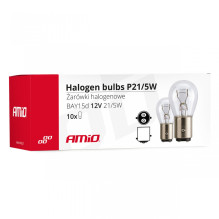 Halogen bulbs P21 / 5W BAY15D 12V 21W / 5W 10 pcs. (E8) AMIO-01488
