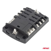 Fuse box with negative rail, screw connectors, 6 sockets AMIO-03833