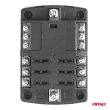 Fuse box with negative rail, screw connectors, 6 sockets AMIO-03833