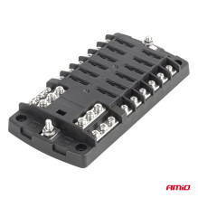 Fuse box with negative rail, screw connectors, 12 sockets AMIO-03834