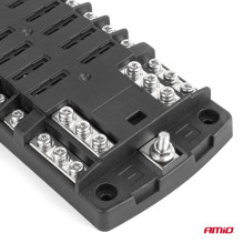 Fuse box with negative rail, screw connectors, 12 sockets AMIO-03834