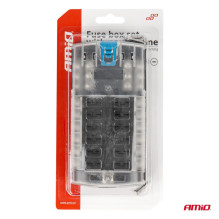 Fuse box with negative rail, screw connectors, 12 sockets AMIO-03834