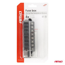 Fuse box with screw connectors, 8 sockets, AMIO-03837