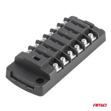 Fuse box with screw connectors, 6 sockets, AMIO-03836