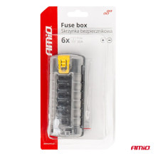 Fuse box with screw connectors, 6 sockets, AMIO-03836
