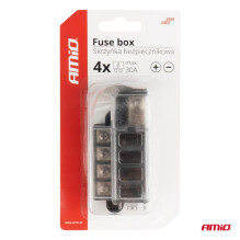 Fuse box with screw connectors, 4 sockets, AMIO-03835