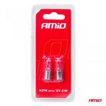 Halogeninės lemputės H21W 12V 21W BAY9S baltos 2 vnt. blisterinėje pakuotėje AMIO-03357
