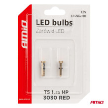 LED bulbs STANDARD Red W1W T5 12V 3030 1LED HP AMIO-03727