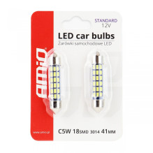 LED lemputės STANDARD 3014 18SMD Festoon C5W C10W C3W 41mm baltos 12V AMIO-01092