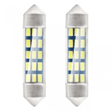 LED lemputės STANDARD 3014 15SMD Festoon C5W C10W C3W 39mm baltos 12V AMIO-01091