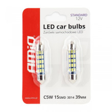 LED Bulbs STANDARD 3014 15SMD Festoon C5W C10W C3W 39mm White 12V AMIO-01091