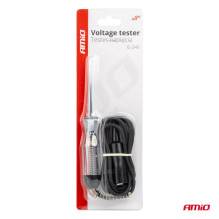 Automobilio įtampos matuoklis su krokodilo spaustukais 6-24V AMIO-04273