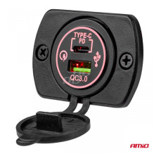 Wodoodporna ładowarka z gniazdami 2x USB 12V 24V MOD-03 AMIO-02853