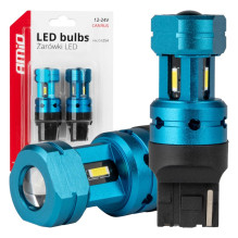 LED lemputės CANBUS T20 7440 W21W 4SMD 1860 Baltos 12V 24V AMIO-04254