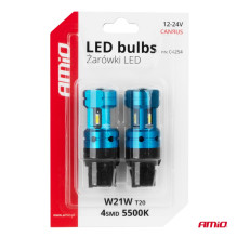 LED Bulbs CANBUS T20 7440 W21W 4SMD 1860 White 12V 24V AMIO-04254
