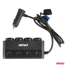 Cigarečių žiebtuvėlio lizdo skirstytuvas PD30W QC3.0 12/24V max 216W AMIO-04175