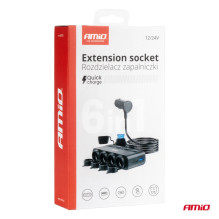 Cigarečių žiebtuvėlio lizdo skirstytuvas PD30W QC3.0 12/24V max 216W AMIO-04175