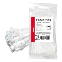 Balti kabelių raiščiai 2,5 × 100 mm 100 vnt. AMIO-04305