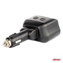 Cigarečių žiebtuvėlio lizdo skirstytuvas 2x USB 1x USB-C 12V 24V + voltmetras AMIO-04173