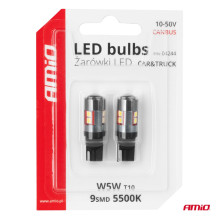 LED CANBUS Bulbs T10 W5W 9 SMD 3030 White 12V 24V 36V 48V AMIO-04244