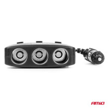 Cigarette lighter socket splitter with charger 2x USB-A ON / OFF LED 12V 24V 100W 70cm AMIO-04363