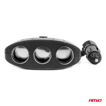Cigarečių žiebtuvėlio lizdo skirstytuvas su įkrovikliu 2x USB-A ĮJUNGIMAS / IŠJUNGIMAS 12V 24V 100W 70cm AMIO-04362